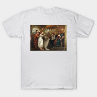 Hamlet- Act IV, Scene V (Ophelia Before the King and Queen) by Benjamin West T-Shirt